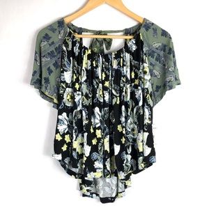 Free People NWT Baja babe cold shoulder blouse shirt top women’s size small